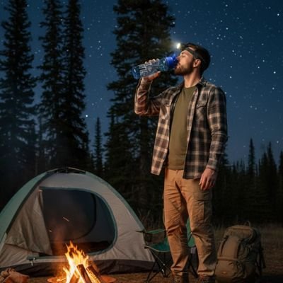Gourde-plastique-camping-nuit