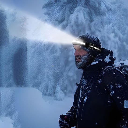 Lampe-frontale-neige